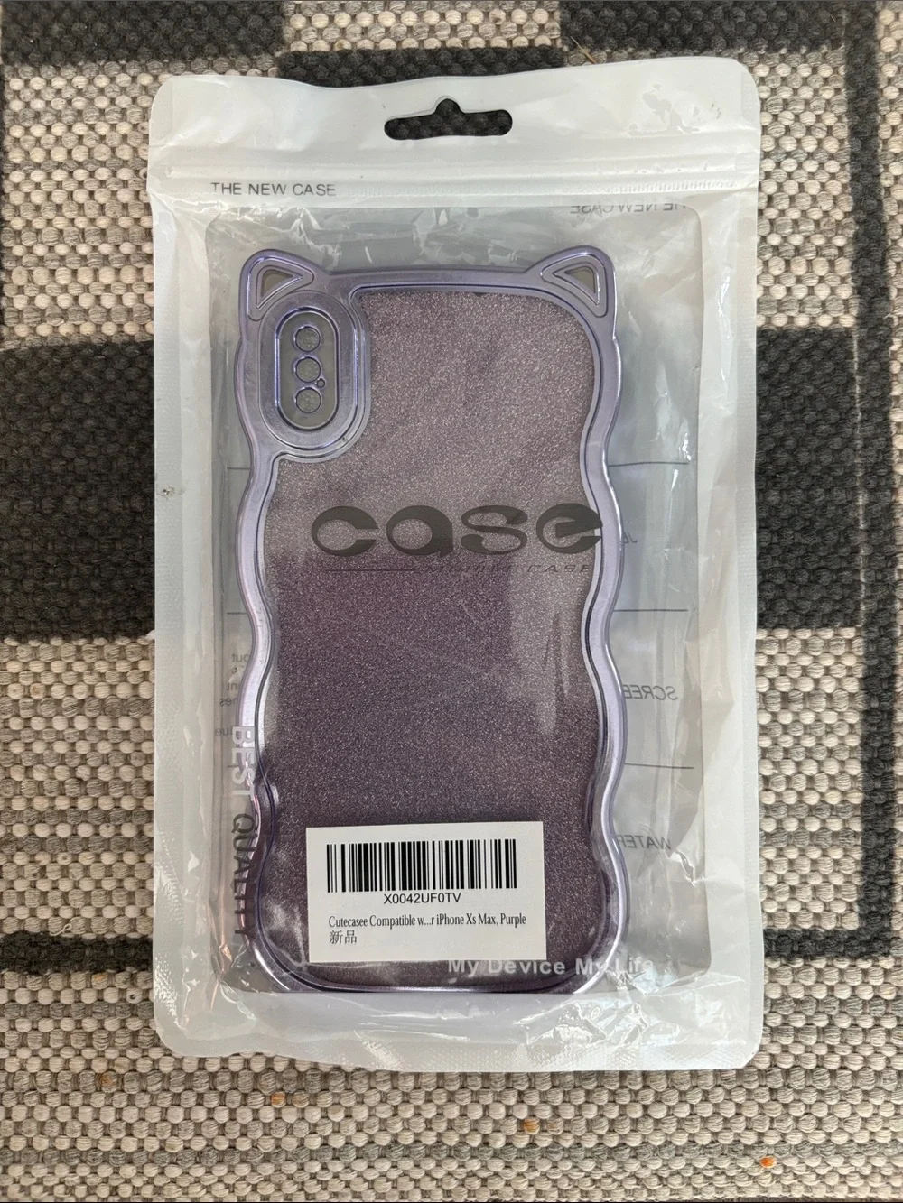 Cute Purple Glitter Cat-Ear Phone Case for iPhone XS Max